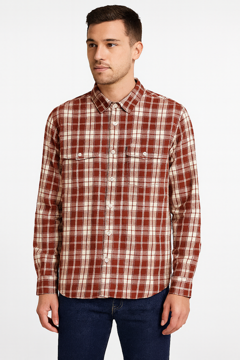 Lee Men's Brown & Off White Long Sleeve Shirt | Lee in Lebanon