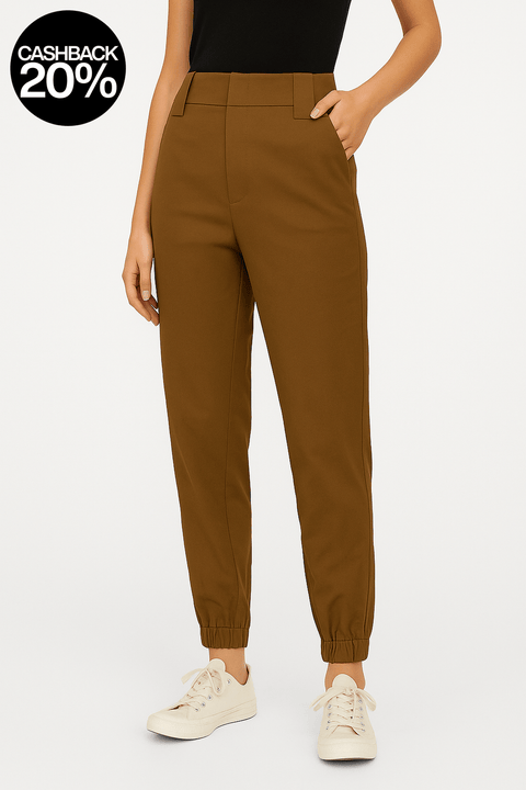 Forever 21 Women's Khaki Brown High Rise Jogger | Forever 21 In Lebanon
