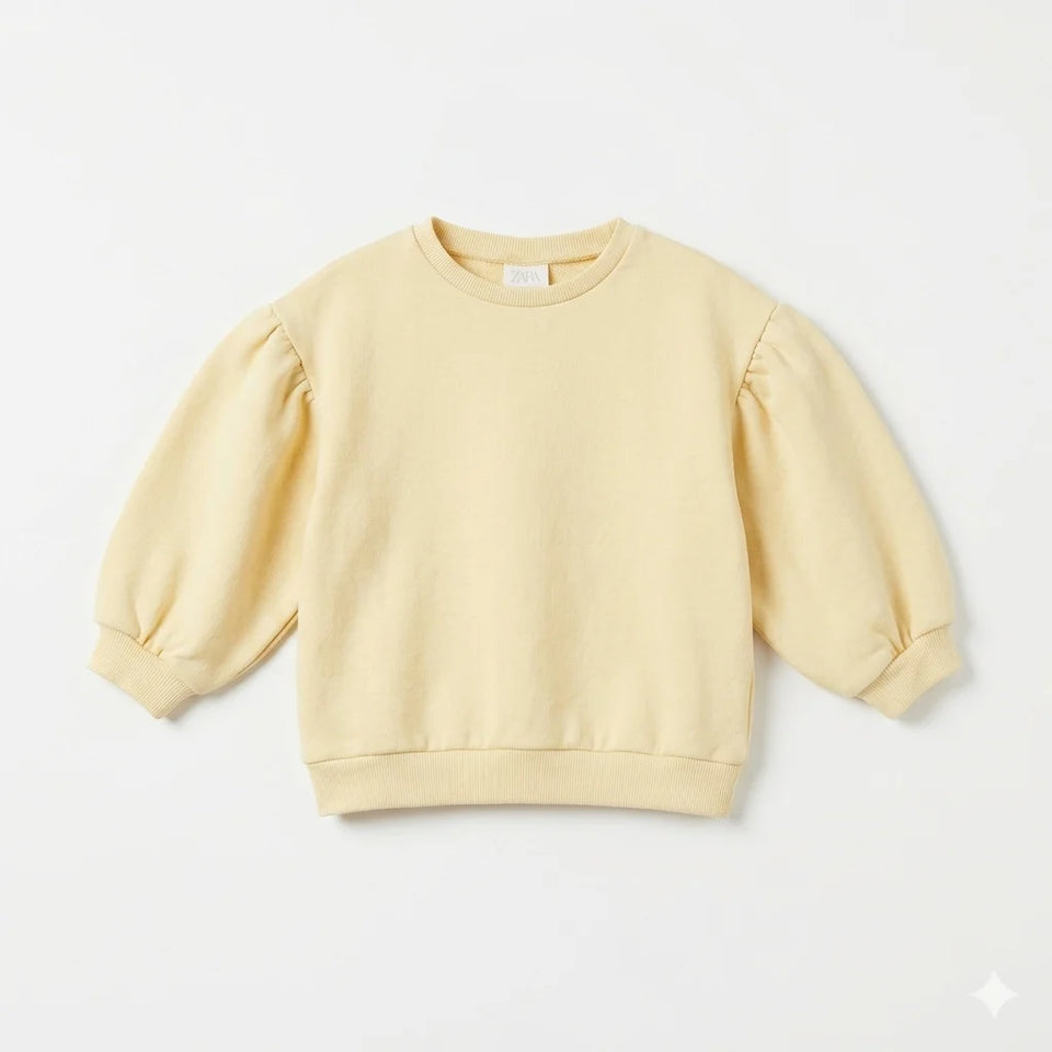 Zara Baby Girl's Light Yellow Plain Sweatshirt | Zara In Lebanon