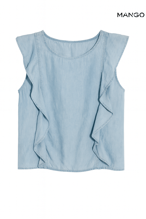 Mango Women's Baby Blue Sleeveless Top| Mango in Lebanon