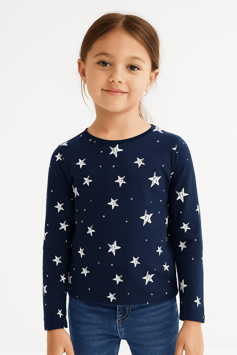 Sinsay Girl's Navy Long-Sleeve Blouse ANFK555