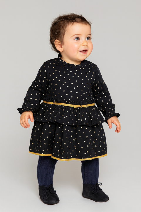 Boboli Baby Girl's Navy/Gold Long-Sleeve Dress | Boboli in Lebanon