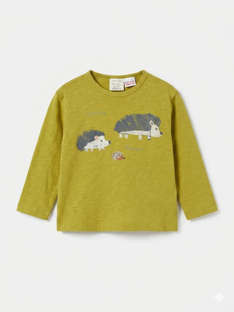 Zara Baby Boy's Light Olive Printed Blouse | Zara In Lebanon