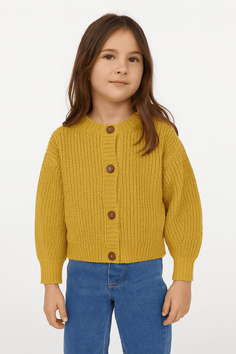 POMPdeLUX Girl's Dusty Yellow IIsa Lt Knit Cardigan| POMPdeLUX in Lebanon