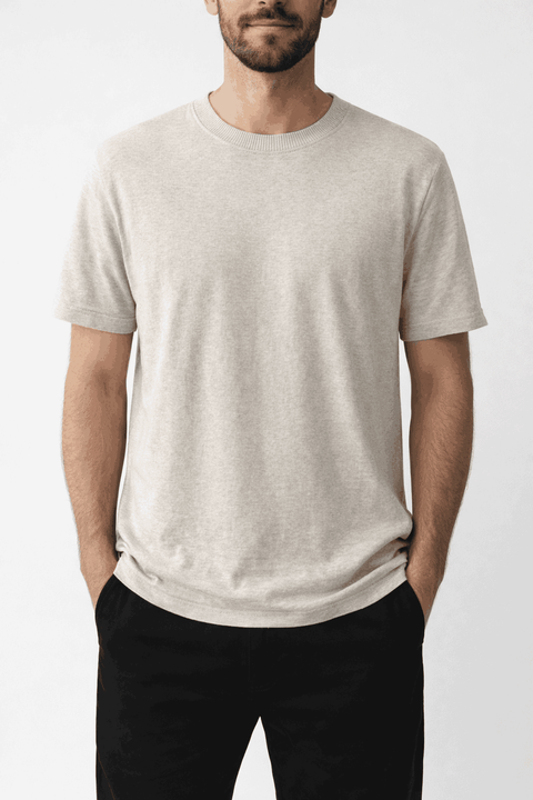 Denim & Flower Men's Light Beige Ripped T-Shirt | Denim & Flower In Lebanon