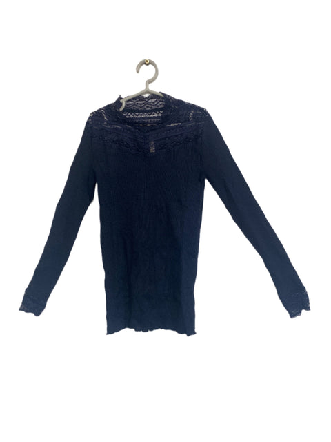 POMPdeLUX Girl's Navy Blue Long-Sleeve Blouse | POMPdeLUX in Lebanon