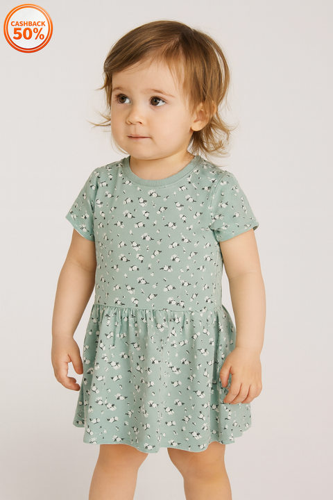 Sinsay Fox & Bunny Baby Girl's Mint Green Floral Dress | Sinsay In Lebanon