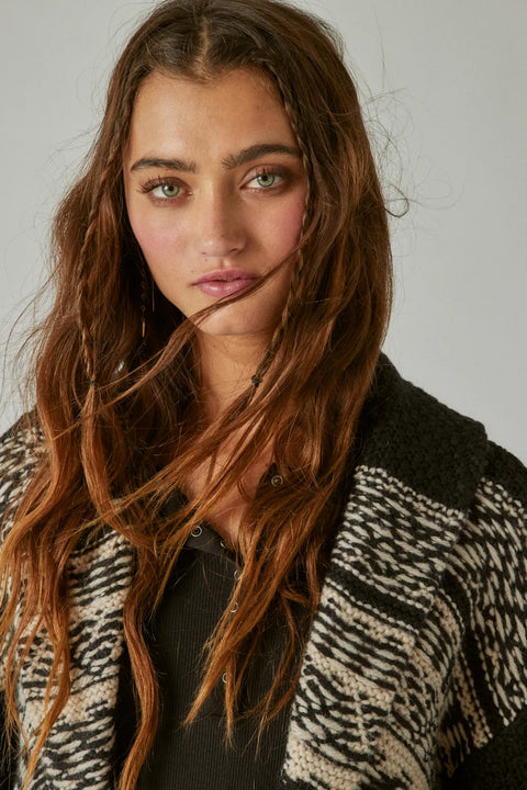Lucky Brand Women's Black & White Fair Isle Cardigan|Lucky Brand In Lebanon