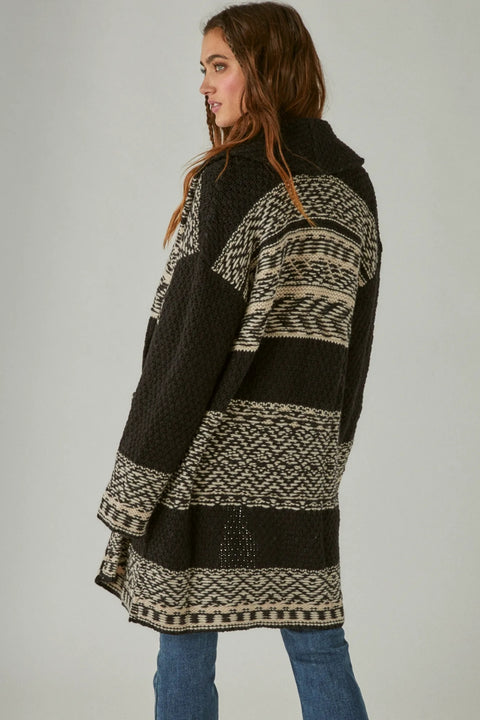 Lucky Brand Women's Black & White Fair Isle Cardigan|Lucky Brand In Lebanon
