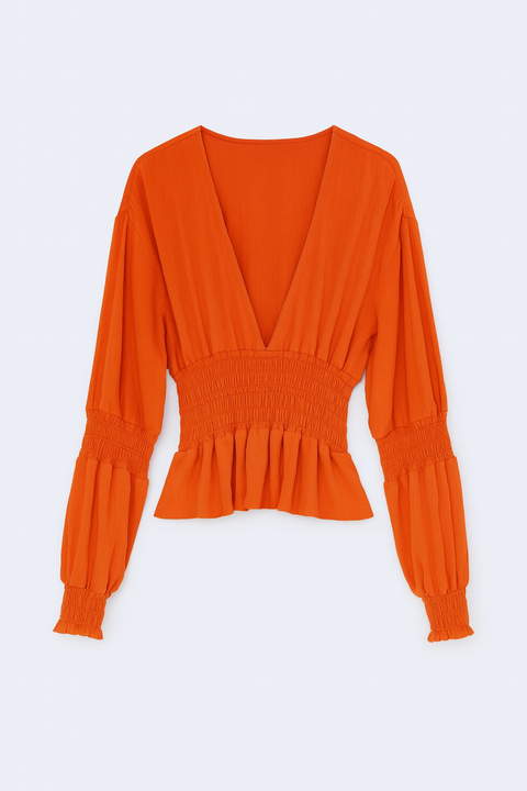 Zara Women's Brick Long-Sleeve Blouse | Zara in Lebanon