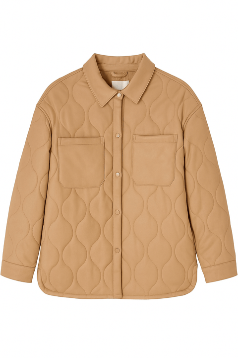 Leger Women's Beige Leather Buttoned Jacket | Leger In Lebanon