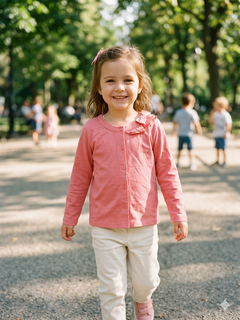 Top.Top Girl's Pink Ruffle Neck Blouse | Top.Top In Lebanon