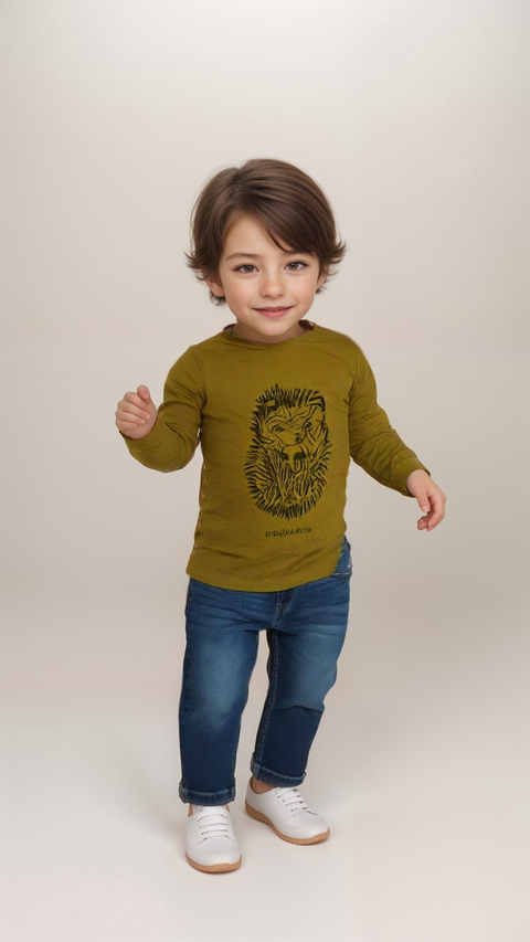POMPdeLUX Baby Boy Mustard Long Sleeve Blouse | POMPdeLUX in Lebanon