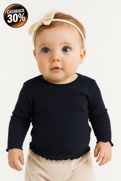 POMPdeLUX Baby Girl's Navy Short-Sleeve T-Shirt |POMPdeLUX in Lebanon