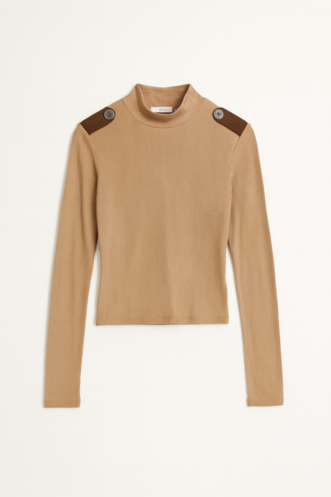 Zara Women's Brown Long-Sleeve Blouse | Zara In Lebanon
