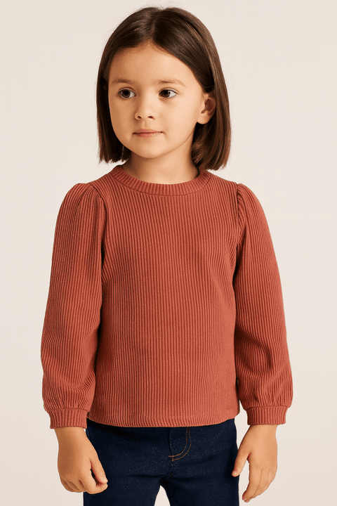 POMPdeLUX Girl's Stripped Dusty Rose Long-Sleeve Blouse | POMPdeLUX In Lebanon