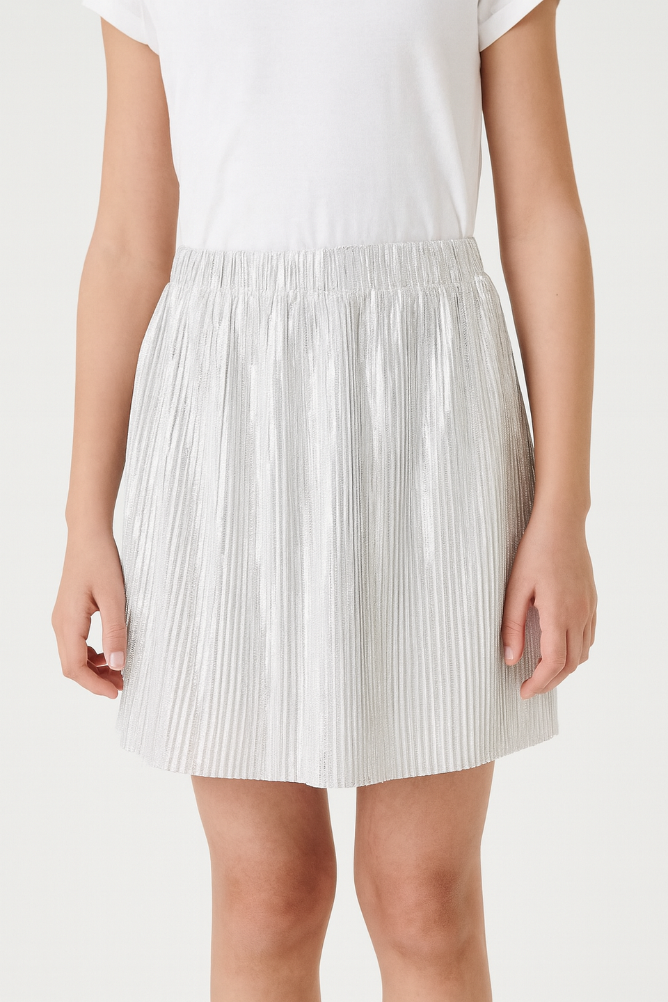 Reserved Girl's Silver Shiny Fabric Skirt | Reserved In Lebanon