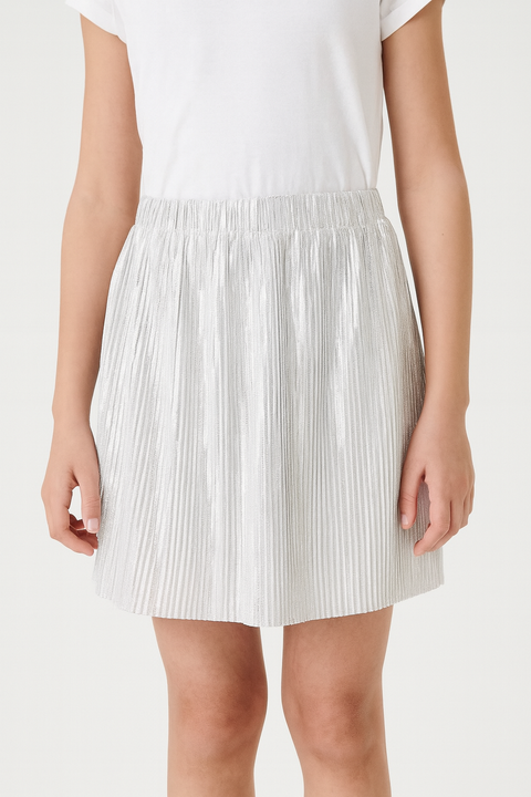 Reserved Girl's Silver Shiny Fabric Skirt | Reserved In Lebanon