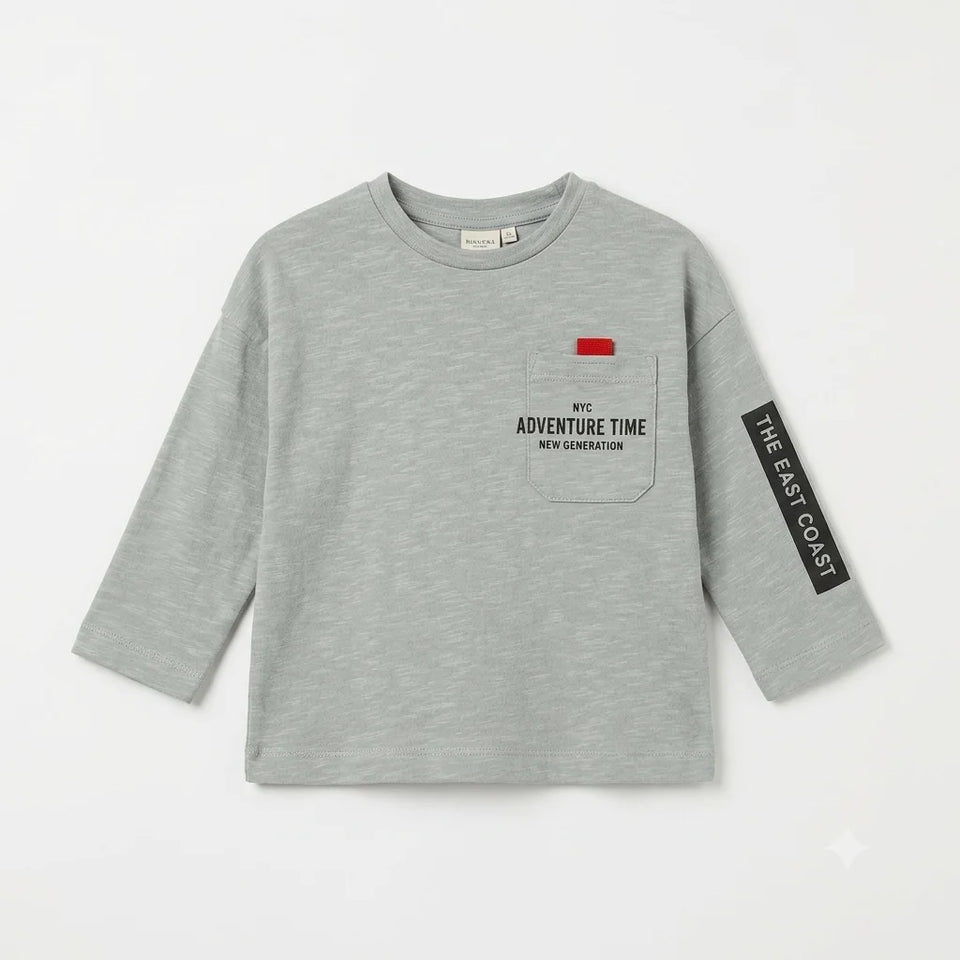 Zara Baby Boy's Grey Chest Pocket Print Blouse | Zara In Lebanon