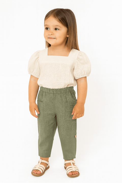 POMPdeLUX Girl's Green Straight Trousers  |POMPdeLUX in Lebanon