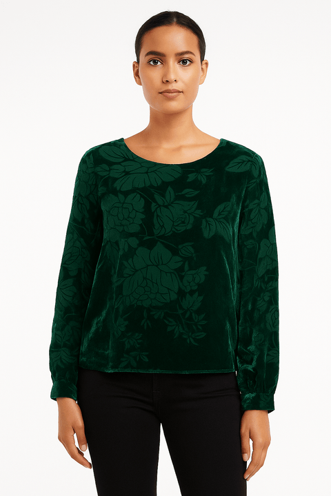 Zabaione Women's Dark Green Floral Blouse | Zabaione In Lebanon