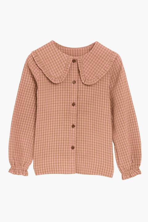 POMPdeLUX Girl's Dark Camel  Long Sleeve Blouse | POMPdeLUX in Lebanon