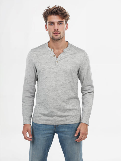 Celio Men's Light Gray Straight Fit Poly-Cotton Long Sleeve Blouse | Celio In Lebanon
