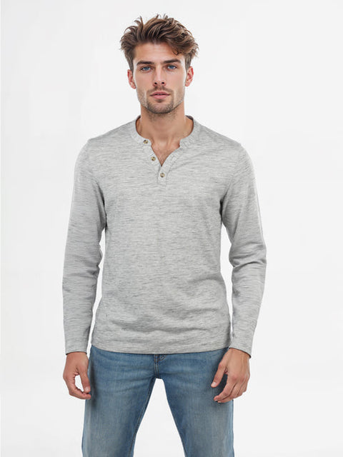 Celio Men's Light Gray Straight Fit Poly-Cotton Long Sleeve Blouse | Celio In Lebanon