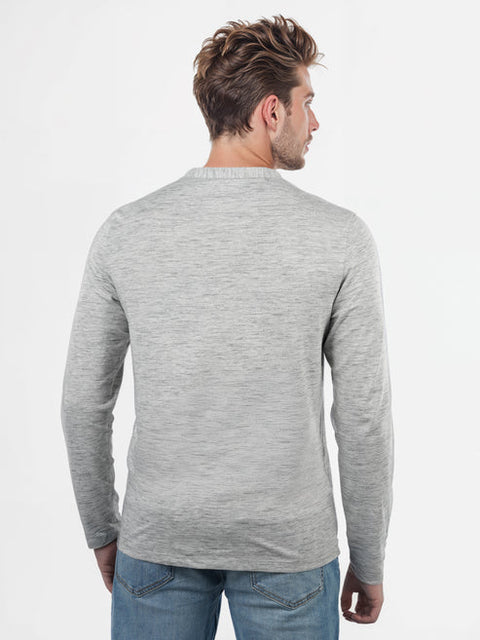 Celio Men's Light Gray Straight Fit Poly-Cotton Long Sleeve Blouse | Celio In Lebanon