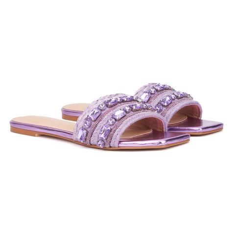 Torgeis Women's Lavender Miya Flat Sandals | Torgeis In Lebanon