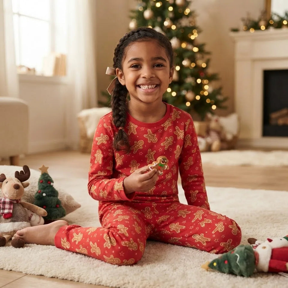 Sinsay Girl's Red Holiday Pattern Pajama Set