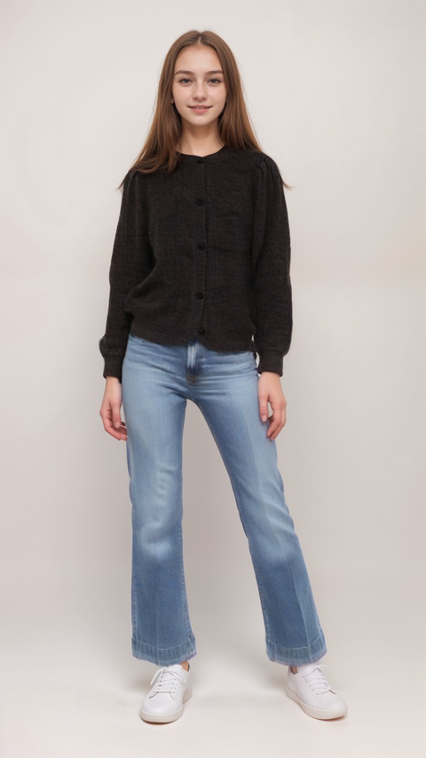 POMPdeLUX Girl's  Brown Melange  Knit Cardigan| POMPdeLUX in Lebanon