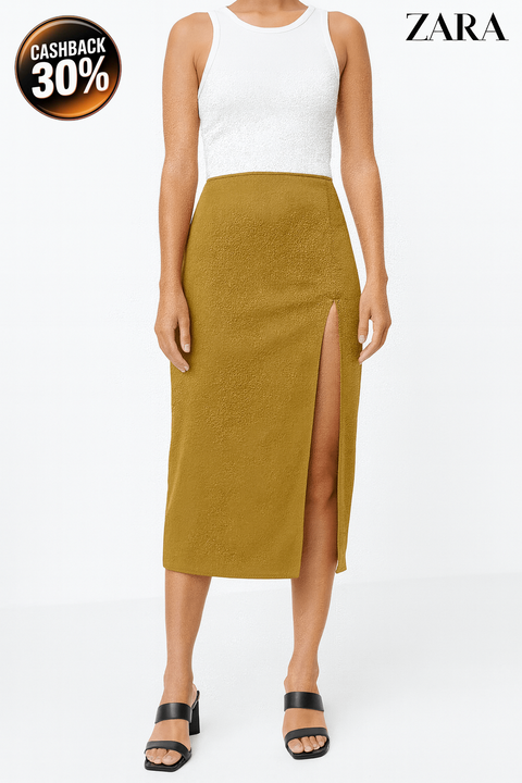 Zara Women's Olive Green Satin Skirt | Zara in Lebanon