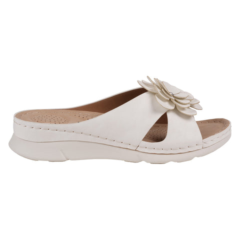 Good Choice Women's White Claire Flower Rosette Comfort Sandals | Good Choice In Lebanon