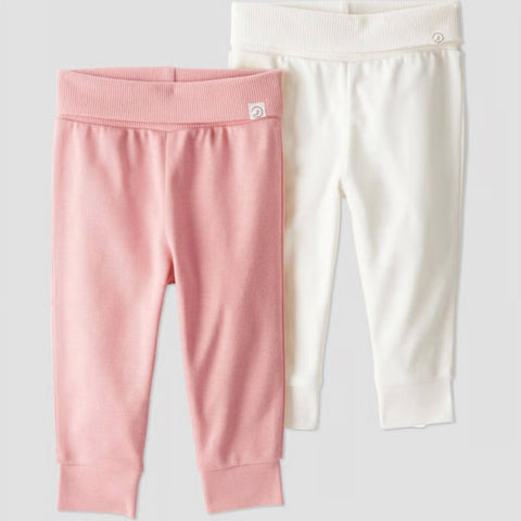 Little Planet by Carter's Organic Baby Girl's Pink/Off White 2pk Pants | Little Planet by Carter's Organic In Lebanon