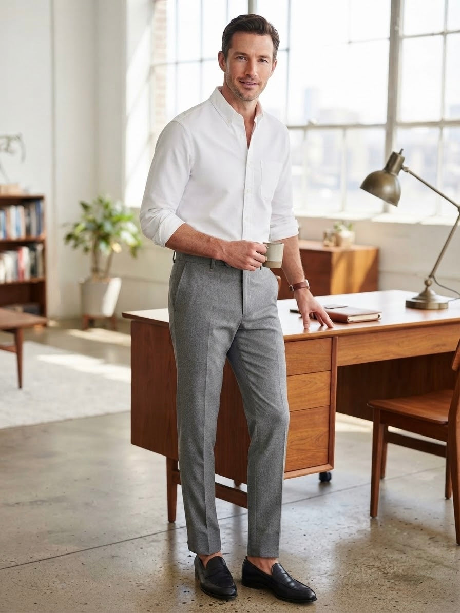 Nautica Men's Grey Classic Tailored Formal Trouser
