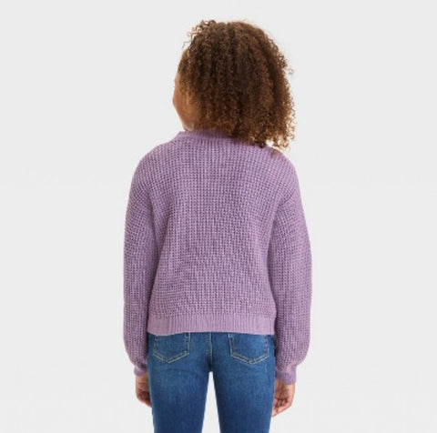 Cat & Jack Girl's Lavender Mauve Short Waffle Button-Front Sweater | Cat & Jack In Lebanon