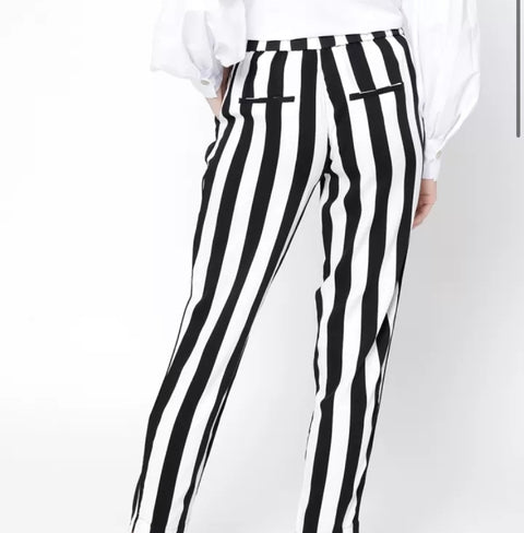 Mango Women's Black & White Striped Pants | Mango In Lebanon