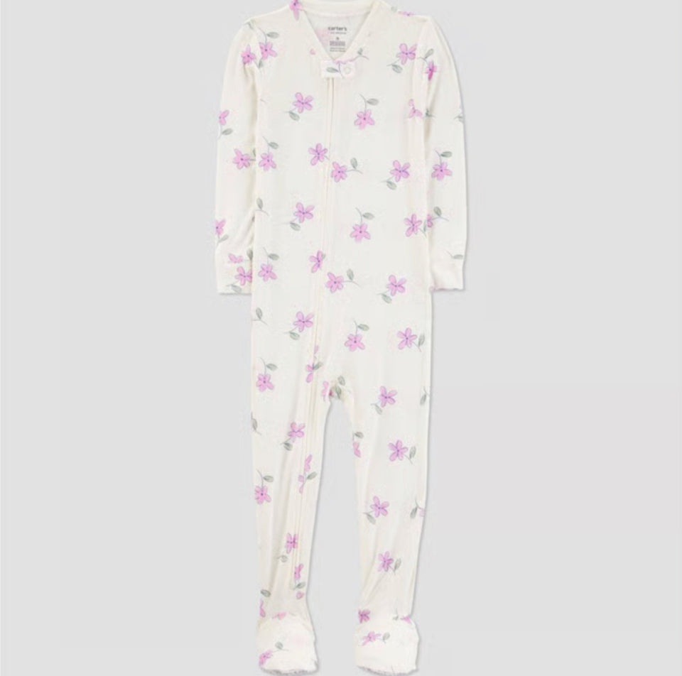 Carter's Just One You Baby Girl's White Floral Comfy Soft Snug Fit Footed Overall | Carter's Just One You In Lebanon