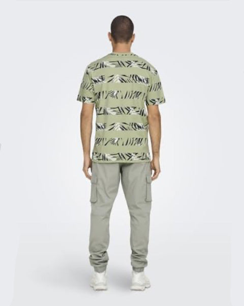 Only & Sons Men's Sage Green Siason Stripe T-Shirt | Only & Sons In Lebanon