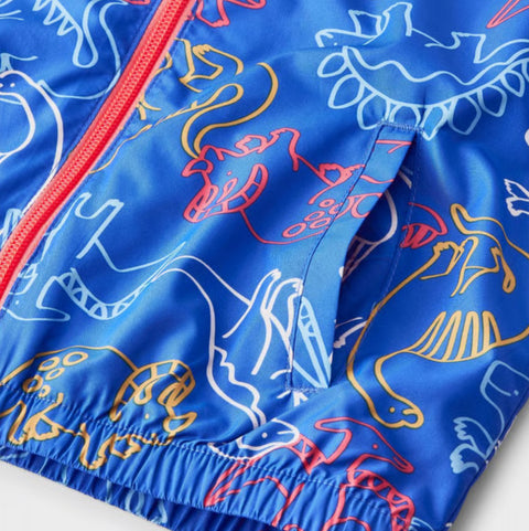 Cat & Jack Baby Boy's Blue Dinosaur Printed Full Zip Windbreaker Jacket | Cat & Jack In Lebanon