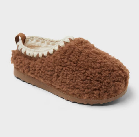 Cat & Jack Girl's Shearling Brown Jude Clog Slippers | Cat & Jack In Lebanon