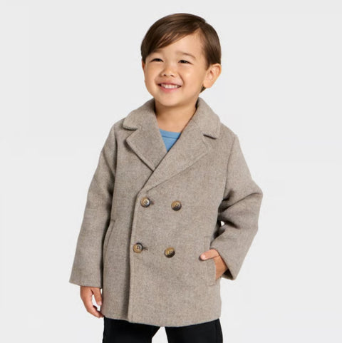 Cat & Jack Boy's Grey Faux Wool Pea Coat | Cat & Jack In Lebanon