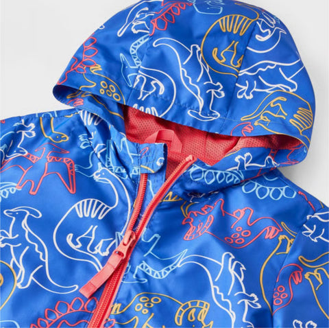 Cat & Jack Baby Boy's Blue Dinosaur Printed Full Zip Windbreaker Jacket | Cat & Jack In Lebanon