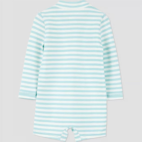 Carter's Just One You Baby Boy's White/Blue Long Sleeve One Piece Striped Swimsuit | Carter's Just One You In Lebanon
