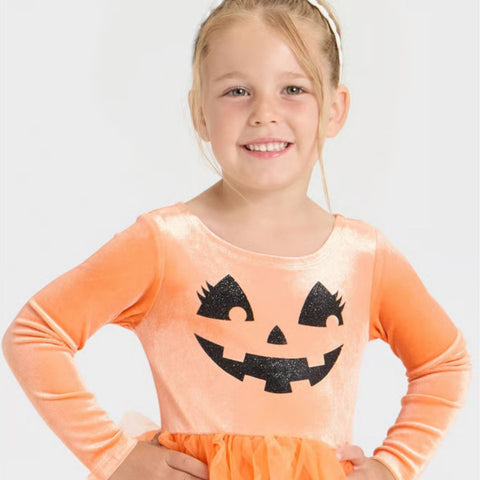 Mad Engine Girl's Orange Halloween Pumpkin Jack-o'-lantern Tulle Dress | Mad Engine In Lebanon