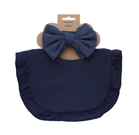 Ruffled soft bibs headbands set for toddlers