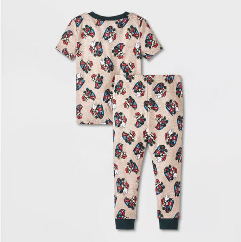 Mario Kart Boy's Beige/White 4pc Cotton Snug Fit  Racing Team Pajama Set | Mario Kart In Lebanon