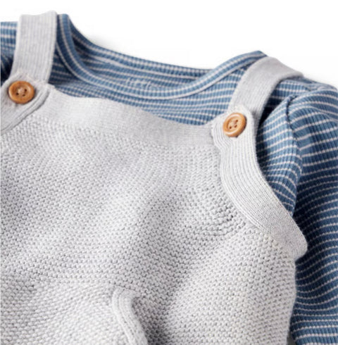 Little Planet By Carter's Organic Baby Boy's Blue/Light Grey 2pc Sweater Overalls Set | Little Planet By Carter's Organic In Lebanon