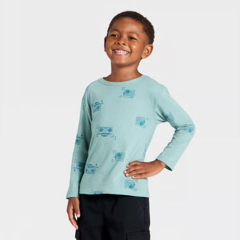 Cat & Jack Boy's Blue Long Sleeve Relaxed Blouse | Cat & Jack In Lebanon